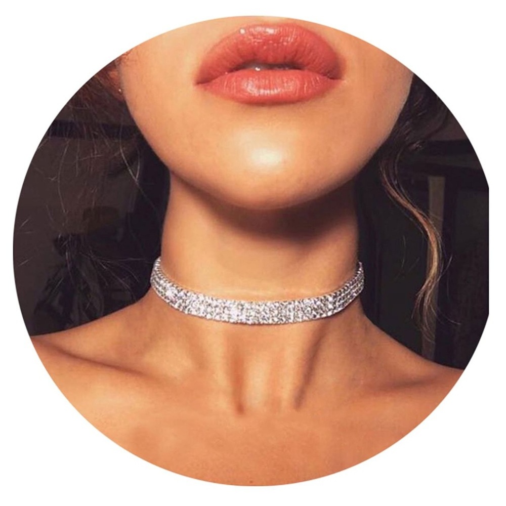 White Rhinestone Choker Necklace